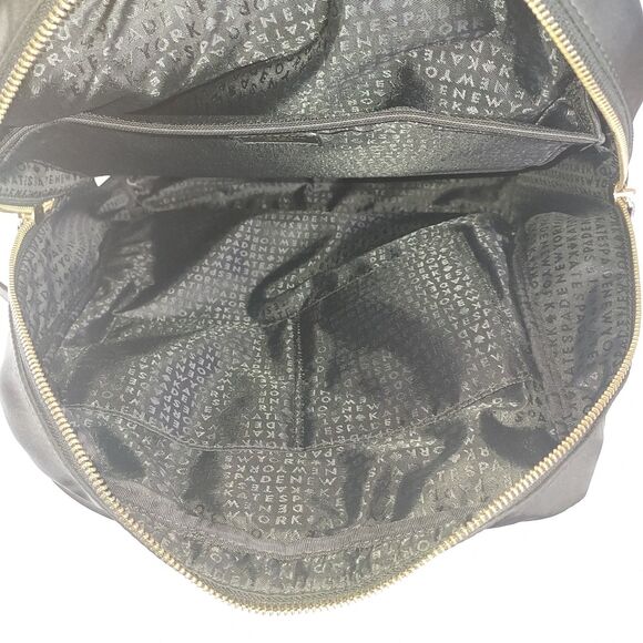 Kate Spade Nylon Backpack Black Gold Hardware Large Laptop School Travel Tote - Picture 10 of 16